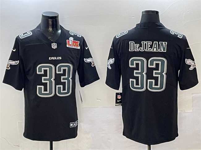 Mens Philadelphia Eagles #33 Cooper DeJean Black 2025 Super Bowl LIX Patch Fashion New Vapor Untouchable Limited Stitched Jersey Dzhi
